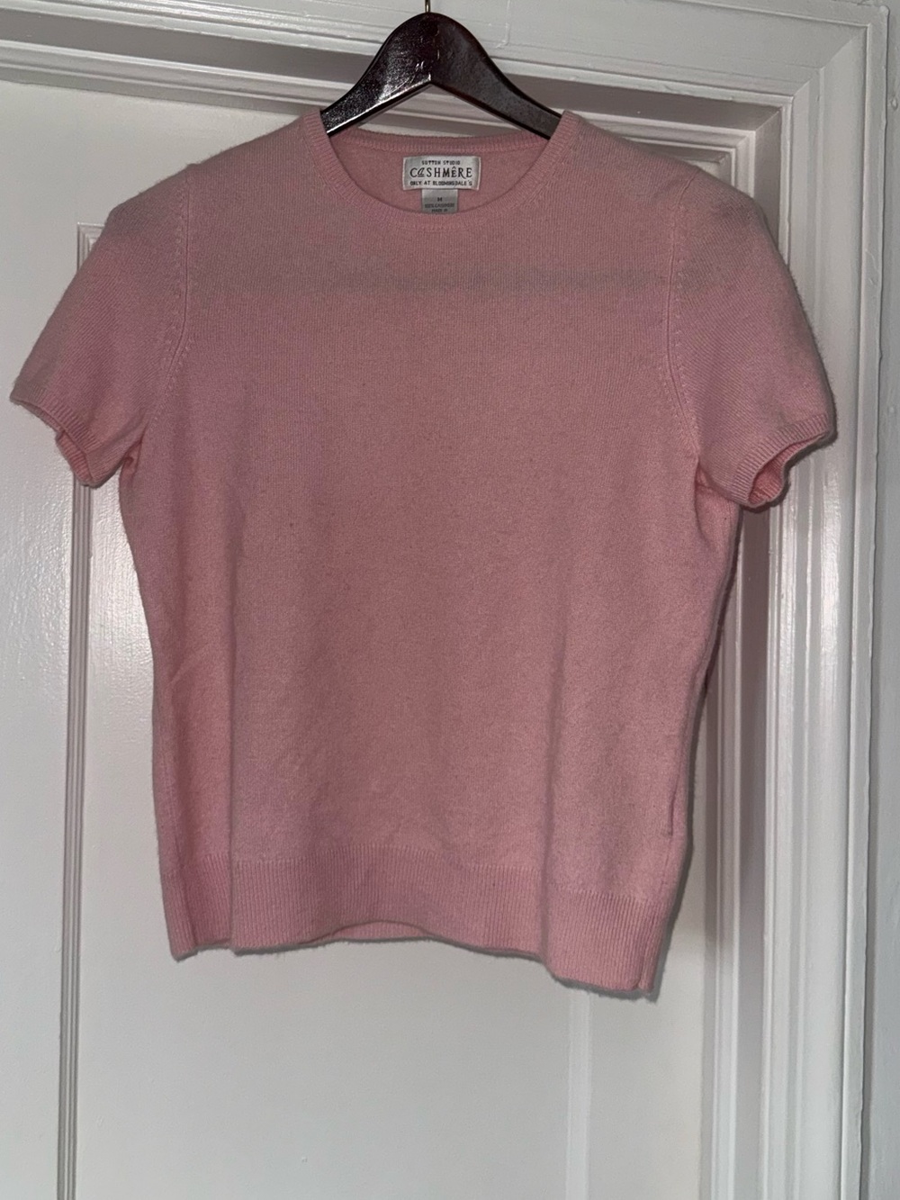 100% Cashmere Sutton Studio Cashmere Bloomingdale’s Short Sleeve Pink Sweater